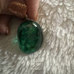 NEW Malachite Stone Pendant w/Silver Bale