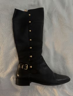 Michael Kors black leather knee-high boots