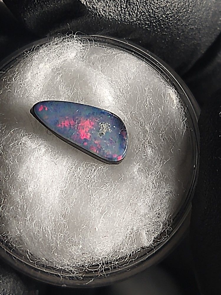 Natural Dark Australian Opal Doublet With Rare Red