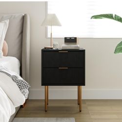 Nightstand,Mid-Century Modern Bedside Table with 2 Storage Drawer