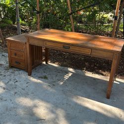 Wood Desk And Drawer Set