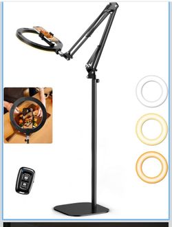 Ring Light with Stand Tripod for iPhone – Evershop 10” Overhead Camera Mount, 70.8” Tall Adjustable Selfie Light with Phone Holder