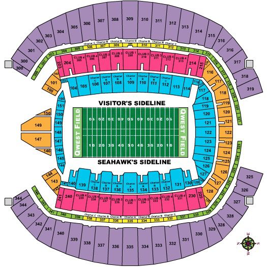 Two Seattle Seahawks Tickets Section 332 AA Seats 1/2
