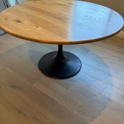 Arhaus Round Oak Pedestal Dining Table