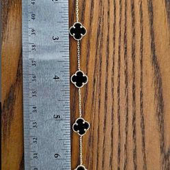 14k Gold Onyx Clover Bracelet 