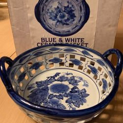 Blue And White Ceramic Basket