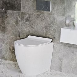 St. Tropez Back To Wall Concealed Tank Toilet Bowl Bundle In Glossy White