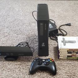 Microsoft Xbox 360 S 4GB Slim Console Model 1439 and Kinect Games Lot