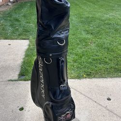 Rare SLAZENGER UK/USA Black Staff Golf Bag ⛳ 6-Way Divider 🏌️ Raincover