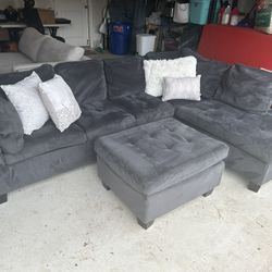 *Free Delivery* Selling Dark Grey Sectional Sofa With Ottoman 