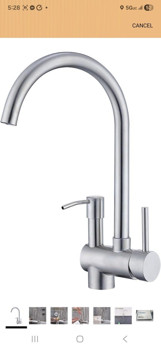 Kitchen Faucet with Soap Dispenser for One Mounting Hole,