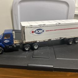 VINTAGE Pressed Steel Acme Semi Truck Toy 