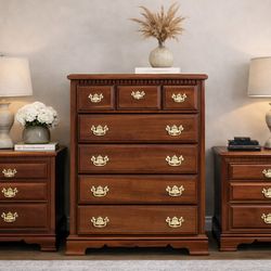 Timeless Solid Wood Bedroom Set ✨ Warm Walnut Finish