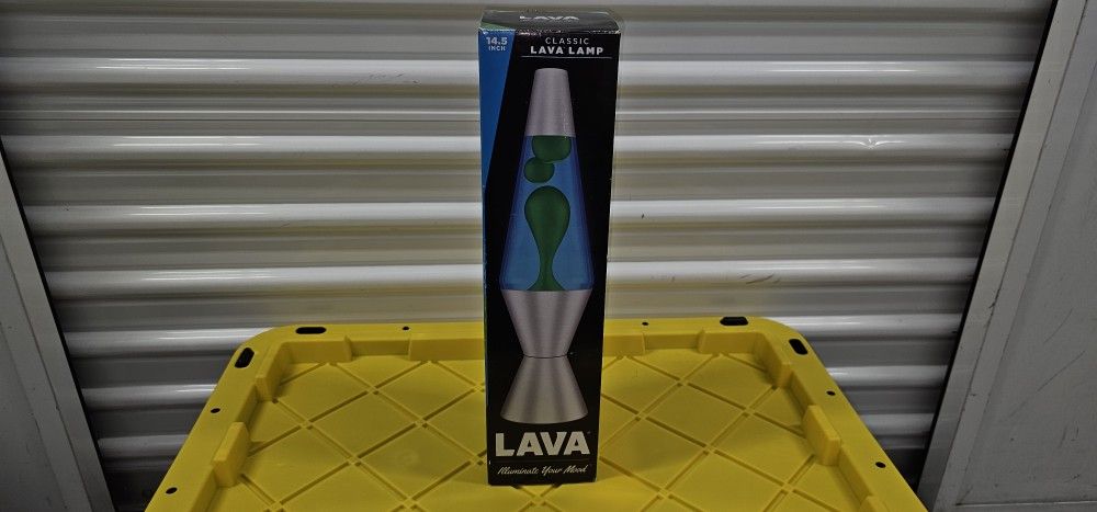Lava Lamp Color Blue Lamp, Green Liquid.