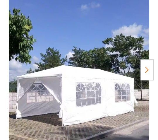 10 ft. x 20 ft. Wedding Party White Canopy Tent Outdoor Gazebo with 6 Removable Sidewalls for Backyard, Birthday Party