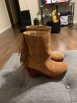 Freebird By Steven Farah Leather Fringe Platform Clog