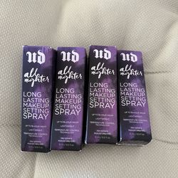 URBAN DECAY All Nighter Long Lasting Makeup Setting Spray Travel Lot .5oz/15ml 4 packs