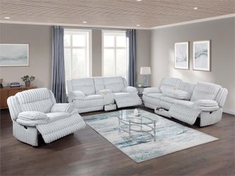 2 Piece Recliner Sofa & Recliner Loveseat-$895.00 (Recliner Chair-$265.00) – Light Gray Color