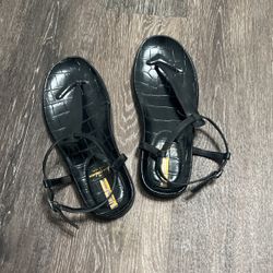 Sam Edelman Black Croc Naomi T-Strap Sandal Size 7