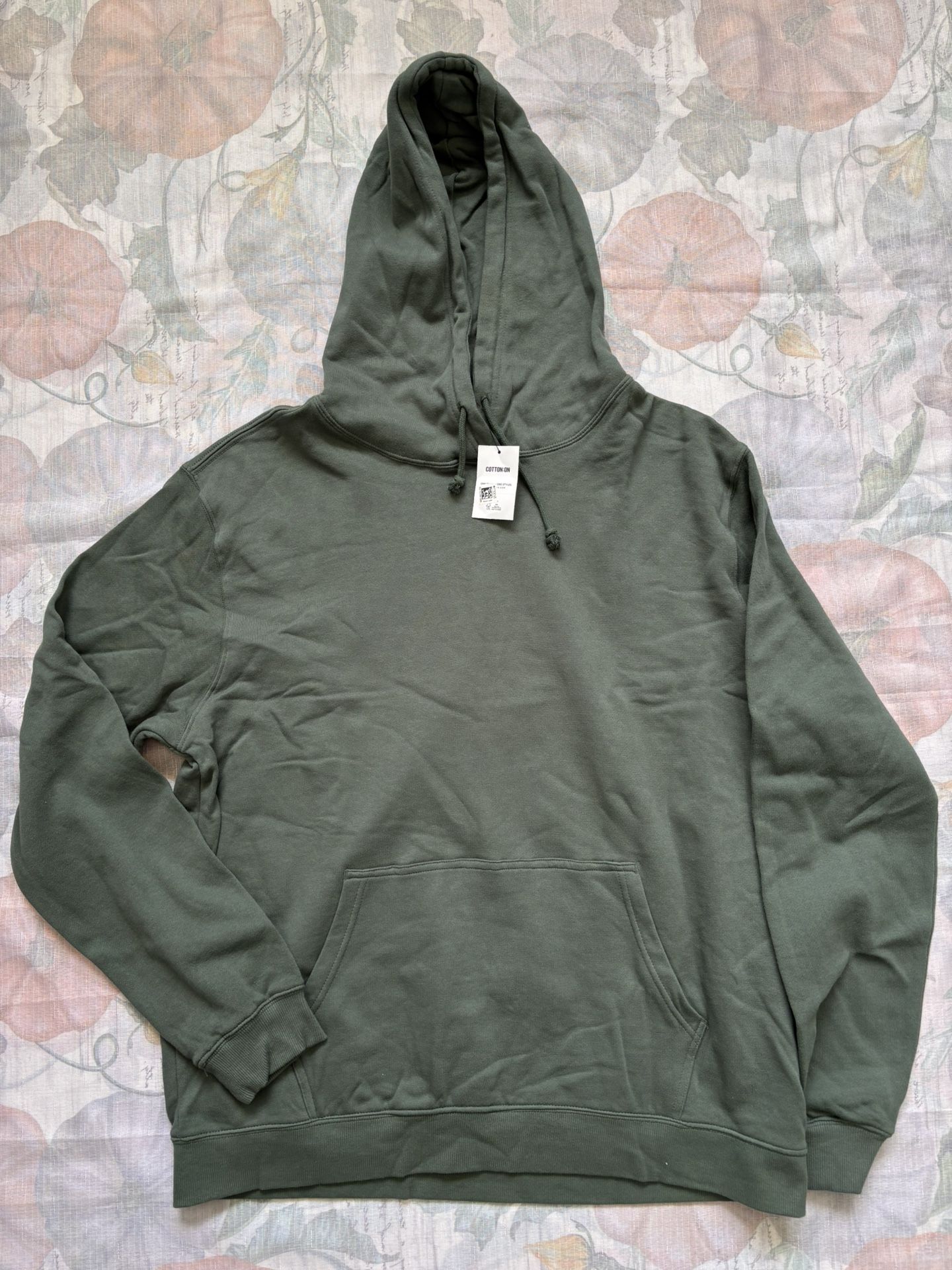 NWT Cotton On Essentials Fleece Pullover Hoodie Mens Oversized 2XL Forest Green