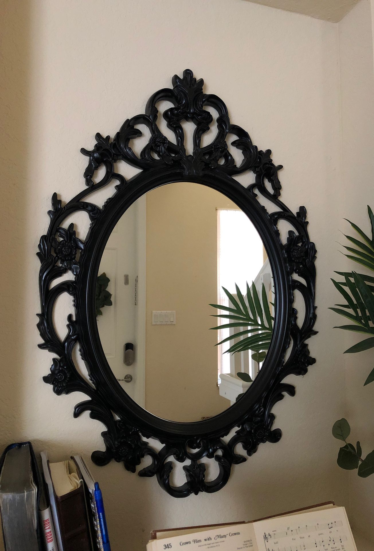 Large black decorative wall mirror