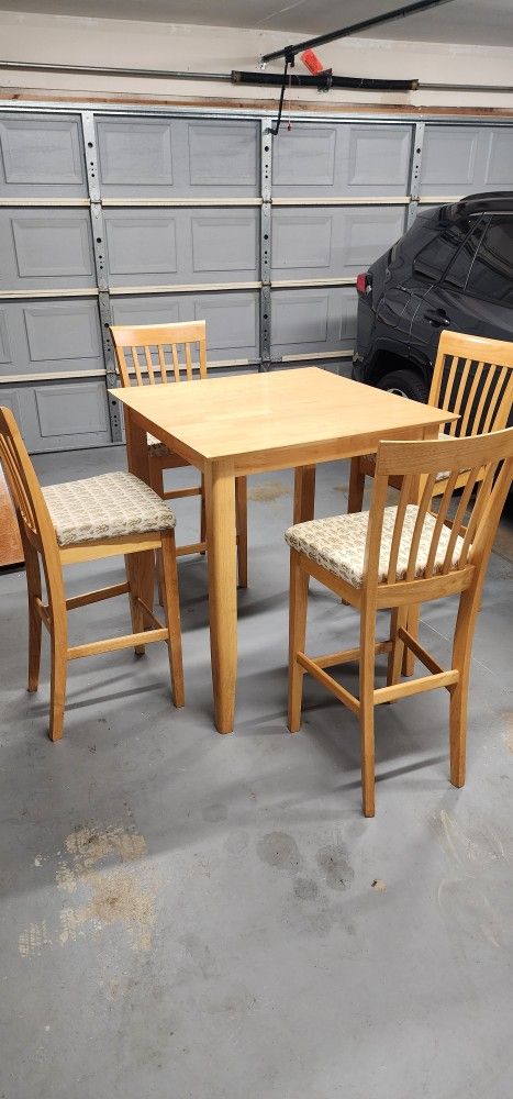 Bar Counter Height Square Dining Table Set - Solid Wood