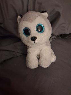 TY BEANIE BOOS VELVETY BUFF HUSKY PUPPY 6" GRAY WHITE PLUSH