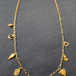 Argento Vivo Gold Plated Silver Charm LinkNecklace