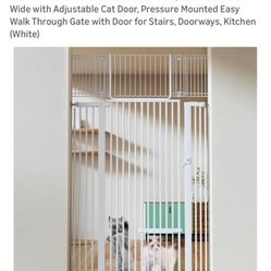 COMOMY 71" Extra Tall Pet Gate for Cats, 29.5-40.6" Extra Wide with Adjustable Cat Door