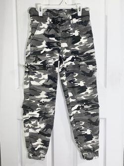 V.I.P Size 1 Camo (Black, White, and Grey) High Waist Jeans/Cargo Pants