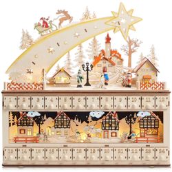 Wooden Advent Calendar with LED Lights