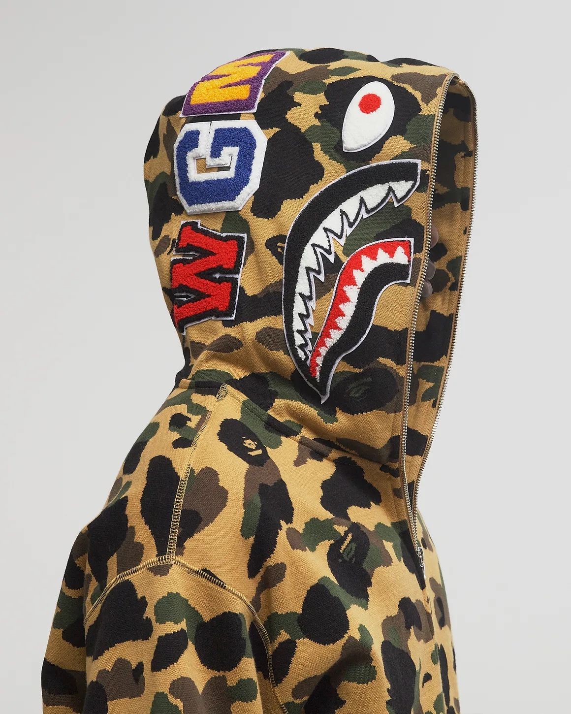 BAPE 1ST CAMO JACQUARD SHARK RELAXED FIT FULL ZIP HOODIE MENS XXL