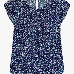 TASAMO Casual Pleated Cap Sleeve Top 