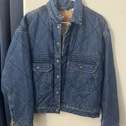 Levi’s Stay Loose Quilted Type II Trucker Denim Jacket Blue Size XS 