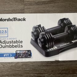 NordicTrack  12.5 lb Adjustable Dumbbells Set Pair 2.5, 5, 7.5, 10.5, 12.5 Pounds