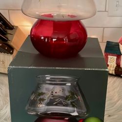 Vintage Pfaltzgraff Winterberry Glass Tea Light Candle Lamp