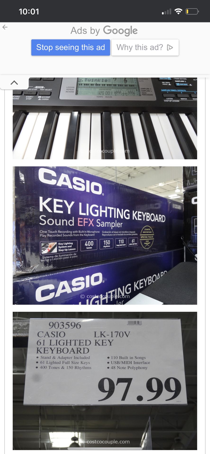 Piano Casio LK 170