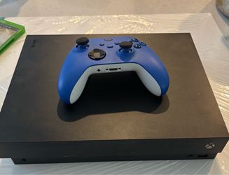 Xbox One X Console with Blue Wireless Controller