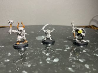 Vintage Metal Fantasy Miniatures Lot of 3, Trooper, Goblin & Horned Warrior, Painted/Unpainted