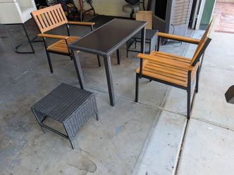 Brand New! 5-Piece Weather Proof Outdoor Balcony Set w/ Thin Style Table & 2 Plant Stands