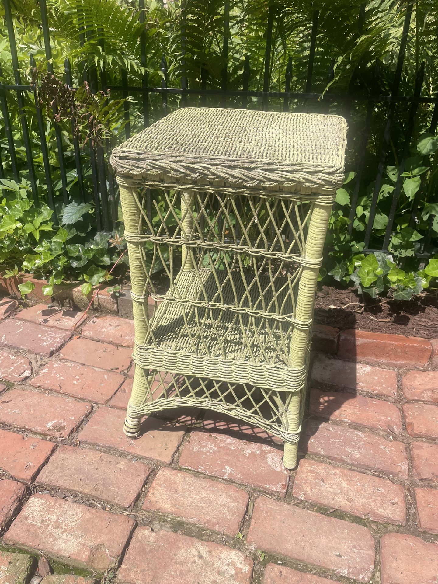 Antique Square Wicker Table