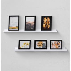 New- Set Of 2 Solid pine Floating Photo Ledge Shelves