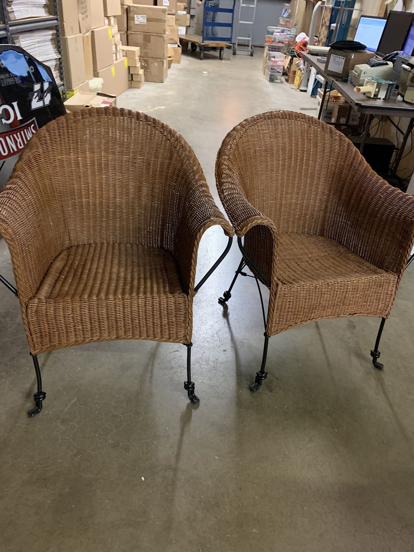 Cane And Wrought Iron Chairs