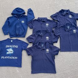 EUC Imagine Schools Plantation jacket, polo, & t-shirt set, size youth XS/S.