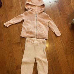 Baby girl 6-12 months Gap knit zip sweater and pants in pink