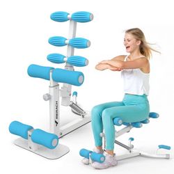 MERACH 350lbs Capacity Deep Squat Machine for Glutes Workout, Adjustable Glutes Trainer for Home Gym, White&Blue -