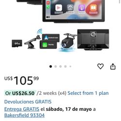 Portable Wireless Apple CarPlay & Android Auto Car Stereo, 9 Inch HD Touchscreen Car Stereo with Mirror Link, Bluetooth 5.2, Backup Camera, AUX, FM Tr