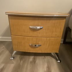 Bedroom Nightstands - Natural/Chrome