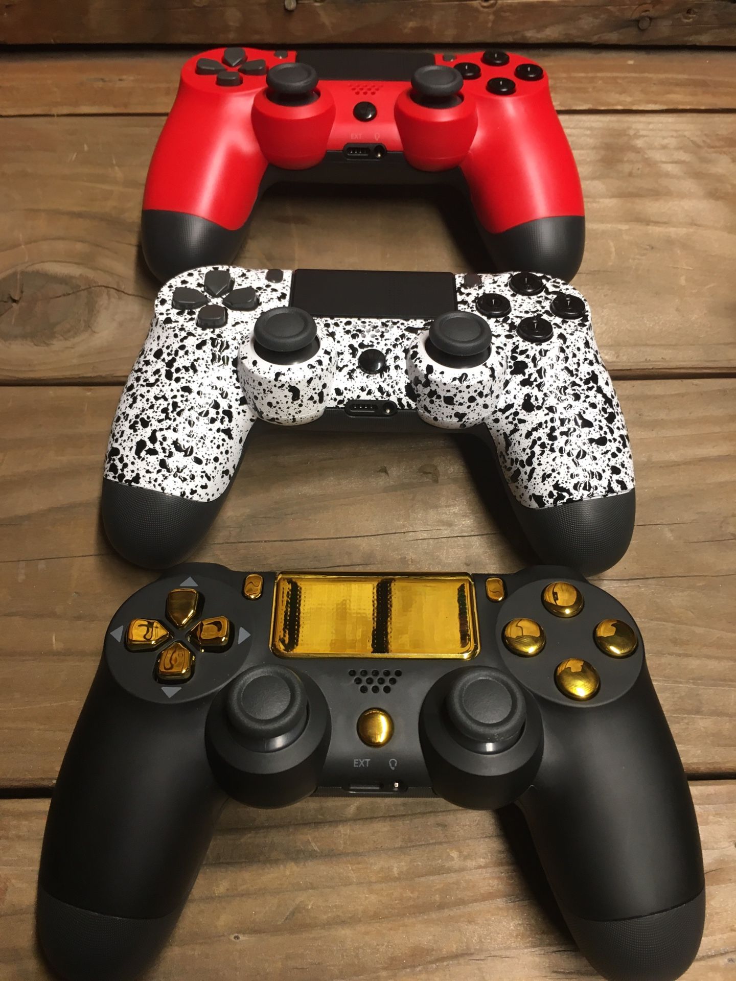 Three Custom Wireless Controllers for Sony PlayStation 4 (PS4), Android, iOS, PS3, and PC