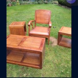 Low Profile Exotic Wood Chair And Tables Pier One 